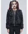 Devil Fashion Dark Gray Gothic Punk Casual Hooded Short Jacket for Women