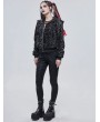 Devil Fashion Dark Gray Gothic Punk Casual Hooded Short Jacket for Women