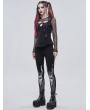 Devil Fashion Black Gothic Punk Patterned Slim Fit Long Leggings for Women