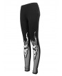 Devil Fashion Black Gothic Punk Patterned Slim Fit Long Leggings for Women