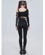 Devil Fashion Black Gothic Punk Sexy Hollow Out Long Pants for Women