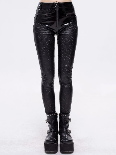 Devil Fashion Black Gothic Punk Slim Long Pants for Women