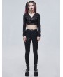 Devil Fashion Black Gothic Punk Patterned Daily Wear Long Pants for Women