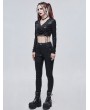 Devil Fashion Black Gothic Punk Patterned Daily Wear Long Pants for Women