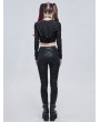 Devil Fashion Black Gothic Punk Patterned Daily Wear Long Pants for Women