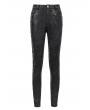 Devil Fashion Black Gothic Punk Patterned Daily Wear Long Pants for Women