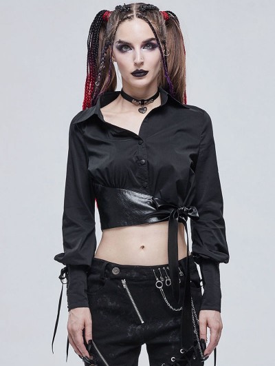 Devil Fashion Black Fashion Gothic Sexy Long Sleeve Short Blouse or Women