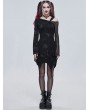 Devil Fashion Black Gothic Punk Pattern Long Sleeve Asymmetrical Dress