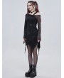 Devil Fashion Black Gothic Punk Pattern Long Sleeve Asymmetrical Dress