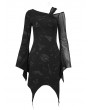 Devil Fashion Black Gothic Punk Pattern Long Sleeve Asymmetrical Dress