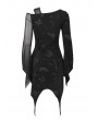 Devil Fashion Black Gothic Punk Pattern Long Sleeve Asymmetrical Dress