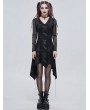 Devil Fashion Black Gothic Punk Cobweb Long Sleeve Irregular Dress