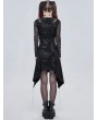 Devil Fashion Black Gothic Punk Cobweb Long Sleeve Irregular Dress