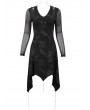 Devil Fashion Black Gothic Punk Cobweb Long Sleeve Irregular Dress