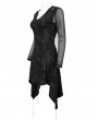 Devil Fashion Black Gothic Punk Cobweb Long Sleeve Irregular Dress