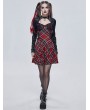 Devil Fashion Black and Red Plaid Gothic Punk Daily Wear Long Sleeve Short Dress