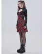 Devil Fashion Black and Red Plaid Gothic Punk Daily Wear Long Sleeve Short Dress