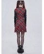 Devil Fashion Black and Red Plaid Gothic Punk Daily Wear Long Sleeve Short Dress