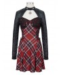 Devil Fashion Black and Red Plaid Gothic Punk Daily Wear Long Sleeve Short Dress