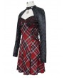 Devil Fashion Black and Red Plaid Gothic Punk Daily Wear Long Sleeve Short Dress