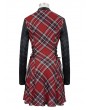 Devil Fashion Black and Red Plaid Gothic Punk Daily Wear Long Sleeve Short Dress