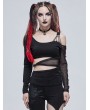 Devil Fashion Black Sexy Gothic Punk Off-the-Shoulder Long Sleeve Short T-Shirt for Women
