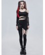 Devil Fashion Black Sexy Gothic Punk Off-the-Shoulder Long Sleeve Short T-Shirt for Women