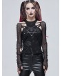 Devil Fashion Black Sexy Gothic Punk Hollow Out Pentagram Long Sleeves T-Shirt for Women