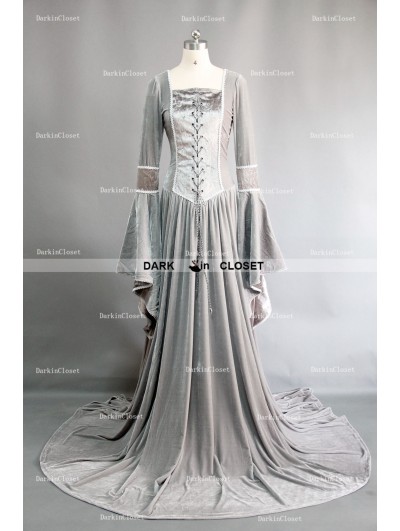 Sliver Velvet Celtic Mediveal Renaissance Dress