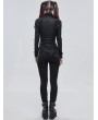 Devil Fashion Black Gothic Punk High Collar Long Sleeve Asymmetrical T-Shirt for Women