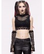 Devil Fashion Black Gothic Punk Skull Pattern Tank Top with Detachable Sleeve for Women