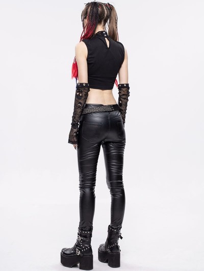 大特価 チラシ Devil with Top Tank Pattern Skull Punk Gothic Black Fashion トップス