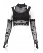 Devil Fashion Black Gothic Punk Skull Pattern Tank Top with Detachable Sleeve for Women