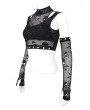 Devil Fashion Black Gothic Punk Skull Pattern Tank Top with Detachable Sleeve for Women