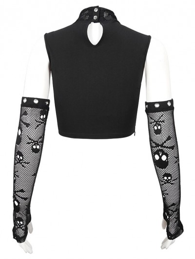 Devil Fashion Black Gothic Punk Skull Pattern Tank Top with