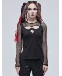 Devil Fashion Black Gothic Punk Hollow-Out Long Sleeve T-Shirt for Women