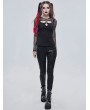 Devil Fashion Black Gothic Punk Hollow-Out Long Sleeve T-Shirt for Women