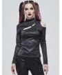 Devil Fashion Black Sexy Gothic Punk Hollow-out Long Sleeve T-Shirt for Women