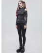 Devil Fashion Black Sexy Gothic Punk Hollow-out Long Sleeve T-Shirt for Women