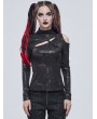 Devil Fashion Sexy Gothic Punk Hollow-out Long Sleeve T-Shirt for Women