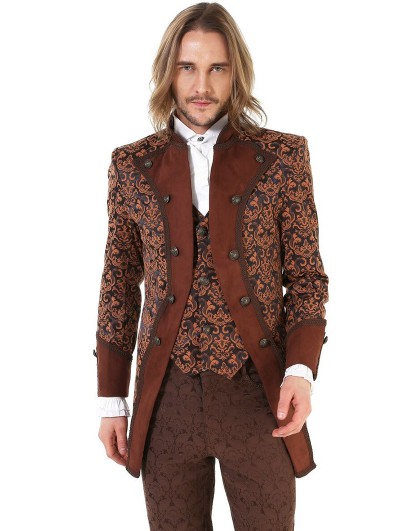 Pentagramme Coffee Retro Gothic Steampunk Brocade Aristocrat Jacket for Men