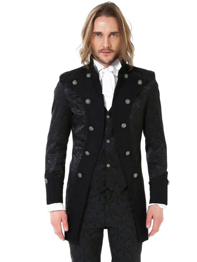 Pentagramme Black Retro Gothic Brocade Aristocrat Jacket for Men