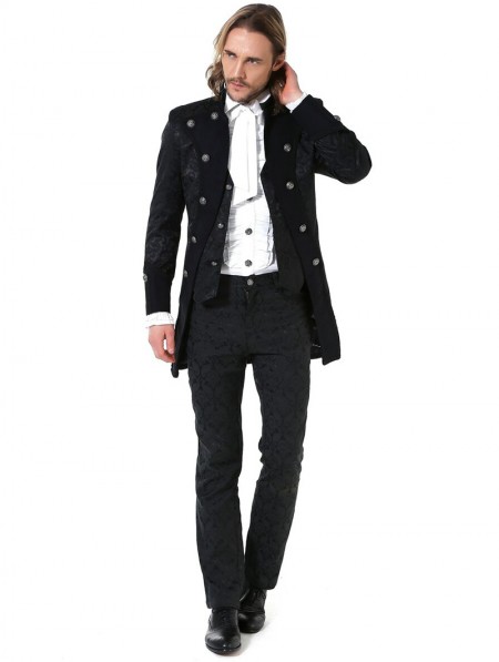 Pentagramme Black Retro Gothic Brocade Aristocrat Jacket for Men ...