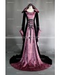 Fancy Purple and Black Velvet Gothic Hooded Medieval Dress