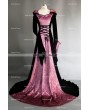 Fancy Purple and Black Velvet Gothic Hooded Medieval Dress