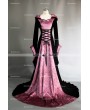 Fancy Purple and Black Velvet Gothic Hooded Medieval Dress