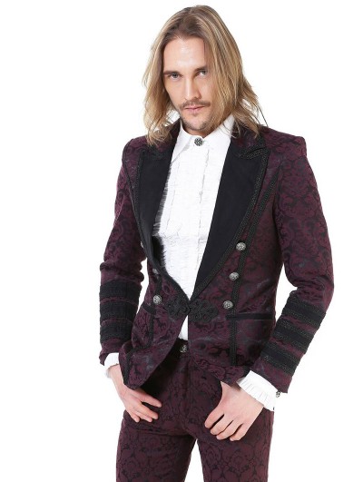 Pentagramme Retro Gothic Brocade Short Party Jacket for men