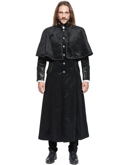 Pentagramme Black Retro Gothic Long Velvet Cape Coat for Men