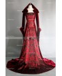 Red Velvet Gothic Vampire Hooded Medieval Dress