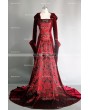 Red Velvet Gothic Vampire Hooded Medieval Dress